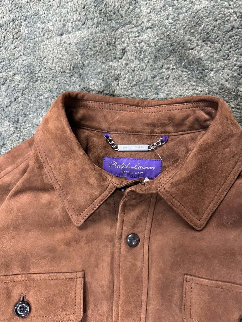 Ralph Lauren Purple Label Brown Suede Shirt Jacket Size L - Picture 2 of 10
